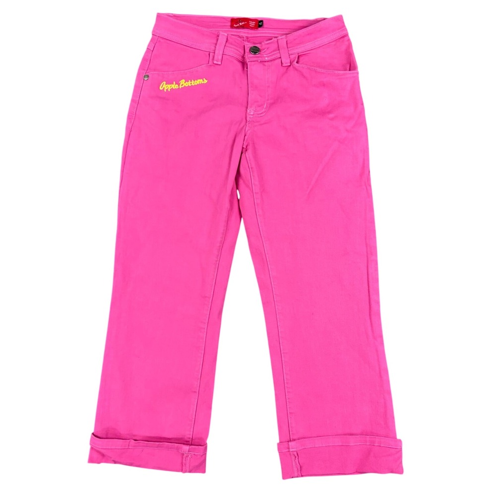VTG Apple Bottoms Pink Garment Dye Capri Pants Nelly Logo Embroidered Size 4 NWT